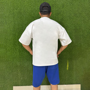 T-shirts et shorts décontractés pour homme, surdimensionnés, à séchage rapide, vêtements de rue, manches courtes, ensembles de t-shirts en coton respirant, 2 pièces, pour garçons - Product Image 2