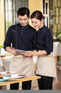 เสื้อยืดระบายอากาศสีพื้นสำหรับผู้ชาย unisex เสื้อยืดสำหรับพนักงานเสริฟพนักงานเสิร์ฟอาหารร้านอาหารบาร์คาเฟ่แขนสั้นโลโก้ตามสั่ง - Product Image 5