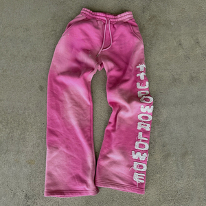 กางเกงวอร์มผู้ชายผ้าคอตตอนรุ่นฟอกสีวินเทจปักโลโก้ - Product Image 5