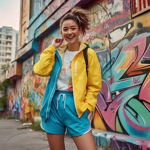 ชุดกันลม2ชิ้นสำหรับผู้หญิงชุดกางเกงขาสั้นกันน้ำหลากสีสำหรับเดินเขา - Product Image 3