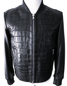 2024 hommes véritable cuir de vachette en relief en cuir plaqué Crocodile veste en cuir personnalisé logo de la marque respirant fermeture éclair veste d'hiver - Product Image 1
