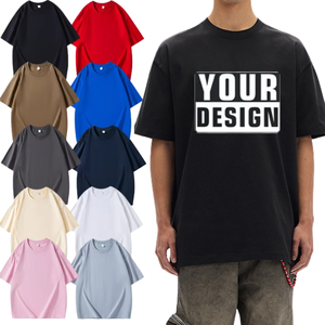 Camiseta Unisex Personalizada de Algodón Grueso de Corte Regular, Camiseta de Cuello Redondo para Hombre, Estampada <span class=keywords><strong>y</strong></span> Bordada, Talla Grande - Product Image 2