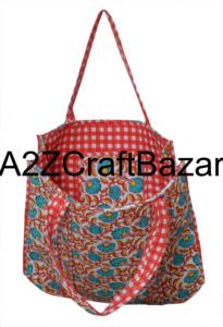 Bolsa de Mano Grande (más de 50 cm) de Algodón Hecha a Mano con Diseño Bohemio Indio, Ecológica, con Asas Largas para Mujer, Ideal para Compras - Product Image 3