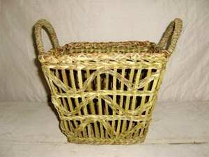 Panier en jacinthe d'eau tissé à la main, vintage, écologique, à prix économique, avec poignée confortable, pour chambre à coucher, salon, salle de bain - Product Image 3