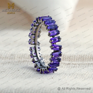 Améthyste naturelle pierre précieuse solide 925 argent bague bijoux unisexe cadeau fait à la main améthyste bande bijoux nouveau Design - Product Image 2