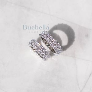 Venta caliente 14K chapado en oro blanco 925 plata esterlina doble anillo de tenis VVS diamante Moissanite anillo de mujer joyería de regalo - Product Image 4