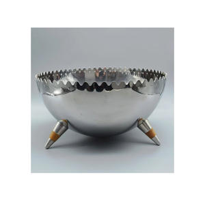 Bol à fleurs rond moderne du milieu du siècle personnalisable en laiton et finition noire, vaisselle décorative en métal poli - Product Image 2