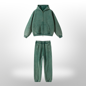 Ensemble survêtement vintage en coton 100% délavé à l'acide, respirant, sweat-shirt et pantalon de jogging pour l'hiver, lavé à la pierre - Product Image 1
