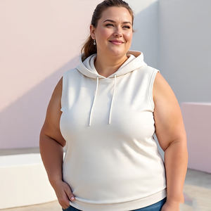 เสื้อมีฮู้ดแขนกุดเปิดไหล่ตกขนาดใหญ่สำหรับผู้หญิงชุดออกกำลังกายฟิตเนสทรงหลวมมีฮู้ดแขนยาว - Product Image 6