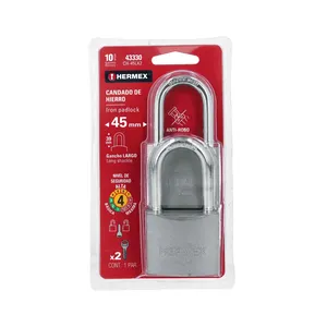 Scatola 3 unità con lucchetto di sicurezza in ferro da 45mm a gancio lungo con chiave impermeabile 70mm in ottone cilindro in acciaio - Product Image 1