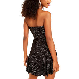 City Studios Junior <b>Sequined</b> Strapless Fit & <b>Flare</b> Silver Dress Size 7 Cocktail - Product Image 2