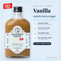 Latte à la vanille prêt à boire, café en bouteille de verre de 190 ml, Arabica, infusion à froid, sans lactose, 0 g de sucre ajouté, 12 bouteilles