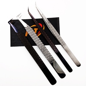Pince à épiler en acier inoxydable avec poignée en diamant durable, écologique, finition noire plasma argentée, pointe en fibre pour extensions de cils - Product Image 4