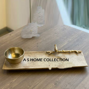 Branches feuillues argentées plateau à Dessert en acier inoxydable stockage de bureau assiette de fruits irrégulière poignée en métal vaisselle assiettes - Product Image 6