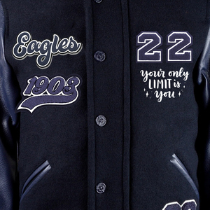 Mode Varsity Letterman Vestes Matériaux variés Laine Corps Satin Coton Polyester Options Bande personnalisée & Color-Block Designs - Product Image 3