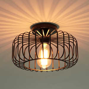 Luminaire de plafond moderne en métal noir avec douille E27 et 1 abat-jour en forme de flamme pour cuisine, couloir, salon, style suspendu - Product Image 1