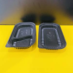 Varios tamaños Tien Duc Plastic Factory 1-2-4 Compartimentos Contenedor de plástico desechable para alimentos con tapa transparente Color negro para llevar - Product Image 3