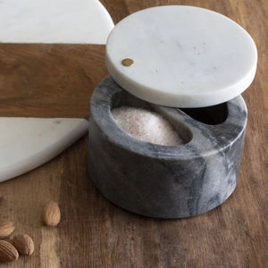 Premium Quality Marble <b>Salt</b> and <b>Pepper</b> Bowl <b>Set</b> Custom Size Kitchenware with Wood Container for Sugar Storage - Product Image 4