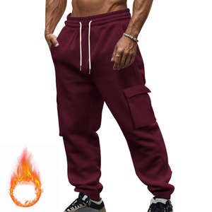 Men's Casual Ripped 100% Cotton Jogger <b>Pants</b> with Fleece Lining MultiPocket Plus Size Workwear - Product Image 3