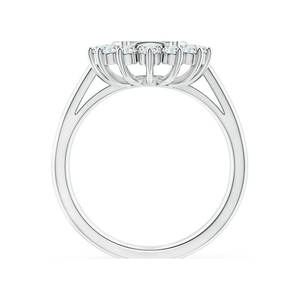 Bague de fiançailles Be Ike-Conic faite à la main en or blanc 14 carats avec diamants de laboratoire en forme de fleur, pureté VS, diamants taillés, certifiée AGI, sélectionnée - Product Image 5