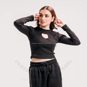 Camiseta Corta de Mujer al por Mayor, Ecológica, Linda, Vintage, Personalizada, con Corte de Corazón, Ajustada, de Manga Corta, Suave, con Botones y Diamantes - Product Image 4