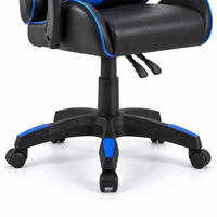 Chaise de bureau à dossier haut AL-SH-0110-1002 en cuir PVC noir et bleu avec base pivotante, accoudoirs rembourrés et deux coussins