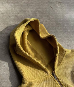 Sweat à capuche surdimensionné délavé Sportish Impex, de haute qualité, effet délavé au soleil, lourd, fermeture éclair, tricot gaufré en coton, logo personnalisé - Product Image 5