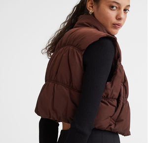 2024 invierno Color sólido cremallera gruesa ambos lados usan manga acolchada Crop Top chaleco chaqueta acolchada mujeres mejor tendencia personalizada - Product Image 3