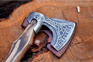 ขวานต่อสู้ไวกิ้งนอร์สทำด้วยมือด้ามไม้กุหลาบใบมีดเหล็กกล้าคาร์บอนสูงออกแบบได้เองทนทานไม่เหมือนใคร - Product Image 3