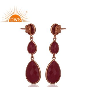 Pendientes colgantes de piedras preciosas de rubí natural de plata de ley de último diseño, fabricante de joyas - Product Image 4