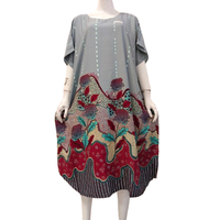 Robe d'intérieur d'été pour femme, douce, à taille élastique, style kaftan court, manches courtes, longueur genou, col rond, motif floral, en polyester/rayonne