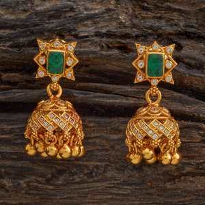 Boucles d'oreilles pendantes en argent 181820, style religieux ethnique, forme cloche, options zircon, perle, diamant, en cuivre, laiton, alliage de zinc - Product Image 1
