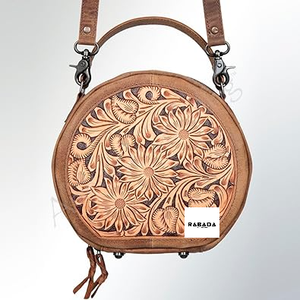 Nuevo bolso de cantimplora Circular de cuero hecho a mano occidental de alta calidad para mujer, bandolera de hombro de cuero genuino con herramientas - Product Image 4