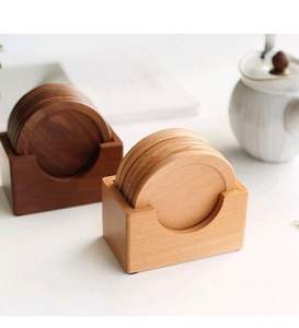 Sous-verre en bois d'acacia personnalisé en gros sous-verre en bois de noyer sous-verre en hêtre pour tasse à café thé - Product Image 3