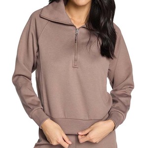 Couleur personnalisée logo motif à manches longues trous pour le pouce coupe ajustée pull doux respirant décontracté entraînement sweats à capuche pour femmes - Product Image 5