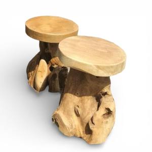 Taburete de Ducha de Raíz de Teca Natural de Lujo, Hecho a Mano, Madera Maciza Ecológica, Asiento de Baño Impermeable para Apartamento, Escuela o Spa - Product Image 2