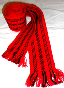 Ukrainian <b>Knitted</b> Wool <b>Belt</b> Handcrafted Cossack Style Red Sash Colorful Slavic Waistband Customized Width Unisex Gifts - Product Image 4