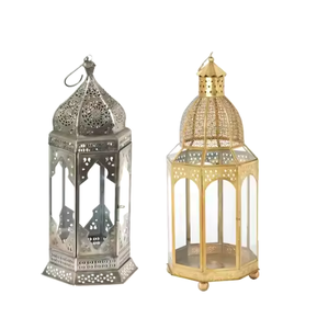 Lanternes en métal faites à la main dorées de haute qualité pour la décoration de la maison éclairage de table polyvalent arbre de noël suspendu chaud - Product Image 5