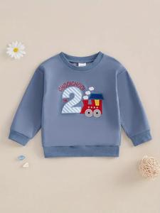 Nueva colección para niños, jersey de manga larga con letras, cuello redondo, ajuste holgado, perfecto para usar, ropa duradera de moda lúdica - Product Image 5