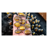 Offre Spéciale – Agate Mien Œil de Tigre Pierre Naturelle, Laiton Plaqué Argent 925, Monture Sertie, Style Punk, Qualité Supérieure, Ovale pour Enfants