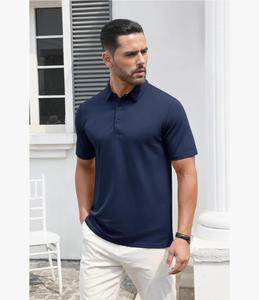 Venta al por mayor de calidad superior de los hombres 100% de algodón para Polo Camisetas sin mangas Jersey Tela Patrón sólido Antiarrugas Regular Fit - Product Image 4