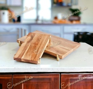 Plato de servicio elevado de madera de bambú seguro para alimentos para Antipasti Tapas Entrantes y postres Pedestal de madera Bandeja de servicio Soporte de alimentos - Product Image 2