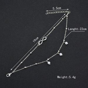 Chaînes de cheville double couche tendance en forme de 8, bijoux de cheville - Product Image 5