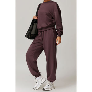 Ensemble survêtement 2 pièces coupe ample pour femme, sweat à capuche et pantalon de survêtement, avec logo personnalisé - Product Image 1