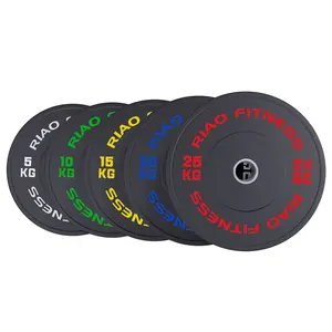 RIAO Manufacturer Free Weight Lifting Gym Cheap Black Colored KG Rubber Bumper Plates Weight Wholesale