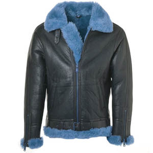 แจ็กเก็ตบอมเบอร์สำหรับผู้ชายหนังแกะแท้บุด้วยหนังแกะเสื้อแจ็กเก็ตมอเตอร์ไซค์แบบหนา - Product Image 6