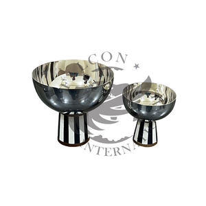 Juego de dos cuencos de chocolate con acabado dorado con base de madera Forma redonda Cuenco de mesa dulce Última llegada Cuenco de chocolate elegante - Product Image 2