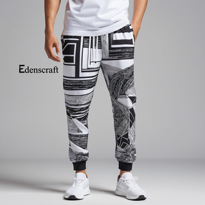 กางเกงวอร์มพิมพ์ลายสำหรับผู้ชาย, กางเกงผ้านิ่มน้ำหนักเบาเหมาะสำหรับใส่เล่นยิมกางเกงและกางเกงสำหรับใส่เล่นกีฬาวิ่งในยิม - Product Image 1