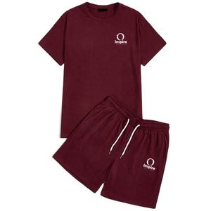 Inspire Apparel, ropa deportiva de verano con logotipo personalizado para hombre, Conjunto de camiseta y pantalones cortos informales de algodón para correr para hombre - Product Image 4