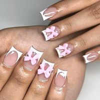 6 paquets (144 pièces) |   Ongles press-on réutilisables |   Ongles à coller 12 tailles - 6 styles |   Ongles mignons avec nœuds